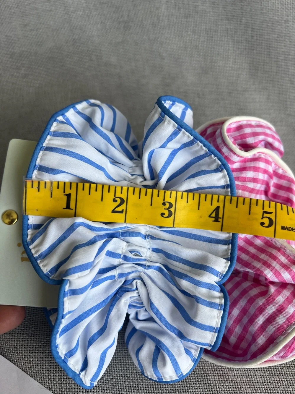 Piper K scrunchie set of 2 stripes checkers white blue pink NWT